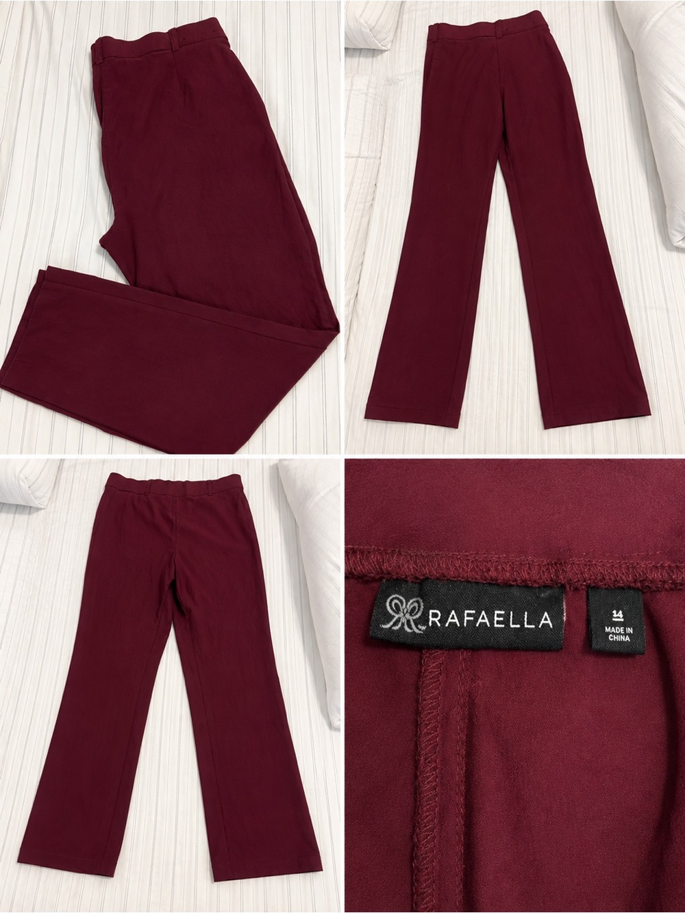 Rafaella Wine Red Straight-Leg Pants